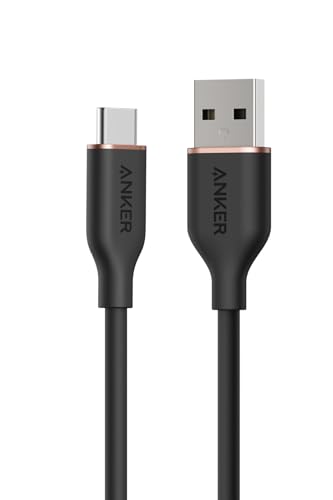 Anker USB-C ＆ USB-A ケーブル (Flow) 絡まないケーブル 15W 結束バンド付き USB-C機器対応 シリコン素材採用 Galaxy iPhone 17 / 16 / 15 各種対応 0.9m ミッドナイトブラック 画像1