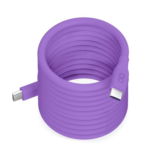 CIO 柔らかいスパイラルシリコンケーブル CtoC (Type-C/USB-C) 急速充電 磁石 マグネット吸着 充電ケーブル PD 240W データ転送 480Mbps 形状記憶 絡まりにくい iPhone 17 / 16 / 15 / Macbook Pro/Air/iPad/ノートパソコン Galaxy Google Pixel Android (アンドロイド) (パープル, 2m) 画像1