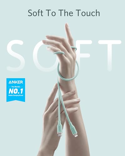 Anker PowerLine lll Flow USB-C & ライトニング ケーブル MFi認証 Anker絡まないケーブル USB PD対応 シリコン素材採用 iPhone 14 / 14 Plus / 14 Pro / 14 Pro Max / 13 各種対応 (1.8m ミントグリーン) 最後 画像