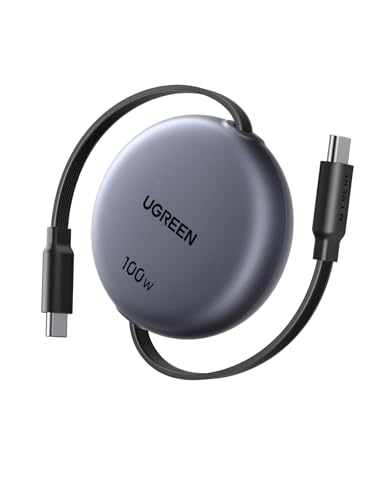 UGREEN 【100cm巻き取り式】PD 100W/5A USB-C ケーブル 4階段調整可能（36/60/82/100cm） 軽さ ミニ型 「持ち運び用 部屋収納」 両引き メタル風仕上げ PPS対応 E-Marker iphone17/16/15/シリーズ、スマホ・パソコン・タップレットなどType-C適合 画像1