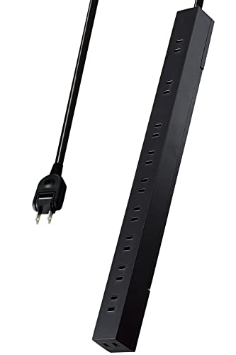 エレコム 電源タップ 10個口 2m マグネット 吊り下げ スリム 雷ガード ほこりシャッター ブラック ECT-2620BK 画像1
