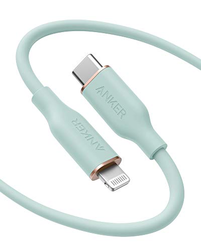 Anker PowerLine lll Flow USB-C & ライトニング ケーブル MFi認証 Anker絡まないケーブル USB PD対応 シリコン素材採用 iPhone 14 / 14 Plus / 14 Pro / 14 Pro Max / 13 各種対応 (1.8m ミントグリーン) 画像1