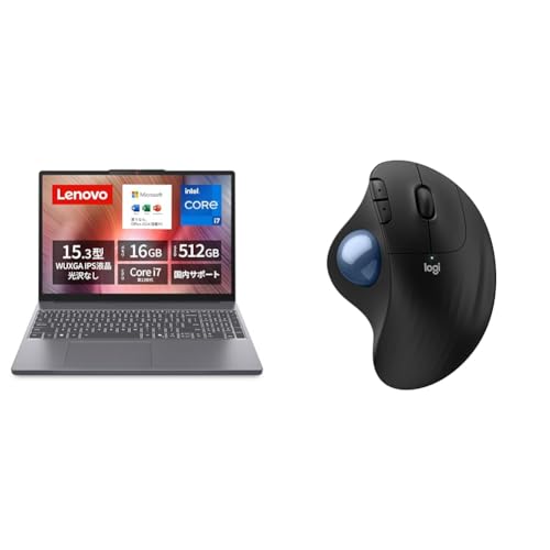 【セット買い】 【Amazon.co.jp限定】Lenovo IdeaPad Slim 3 15.3インチ Core i7 メモリ16GB MS Office 2024搭載 83K100G5JP + 【Amazon.co.jp限定】 ロジクール トラックボール マウス M575SPd セット 1枚目 画像