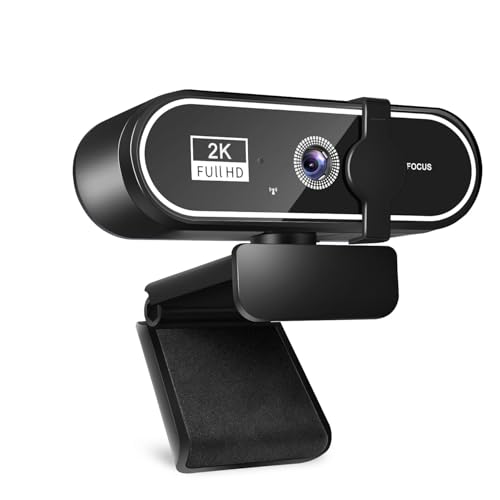 Webカメラ ウェブカメラ 【HD 2K 400万画素】 パソコン用カメラ ストリーミング USB接続 自動光補正 内蔵マイク 会議用PCカメラ 1/4インチ三脚穴 Windows XP/2000/2003/Vista/7/8/10/11 、Mac OS、Zoom、Teams、Youtubeなどに対応可能 ビデオ会議/オンライン授業/ライブ配信用 (ダーク) 画像1