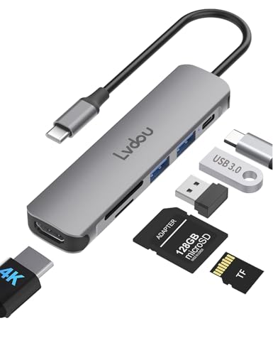 2025高機能版 USB C ハブ 6-in-1 Lvdou アダプタ｜100W PD充電対応・4K 60Hz HDMI・MicroSD/SDカードリーダー搭載｜MacBook Pro/Air, iPad Pro, iPhone 15/16, Surface Pro, Switch2/Switch, Galaxy Book, Chromebook対応 ノートPC/タブレット用 画像1