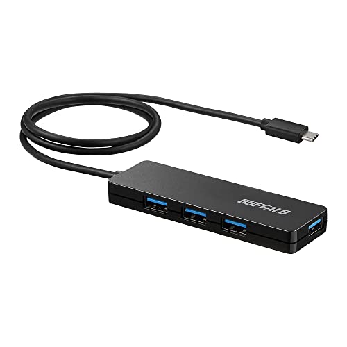 バッファロー USB ハブ USB3.2(Gen1) Type-C バスパワー 4ポート ブラック スリム設計 60cm 軽量 テレワーク 在宅勤務 BSH4U12560C1BK 画像1