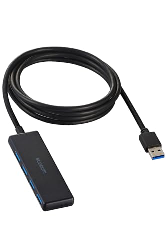 エレコム USBハブ USB-A接続 USB3.2(Gen1) 5Gbps 4ポート バスパワー 150cm ケーブル 小型・軽量設計 ブラック U3H-H044BK/E 画像1