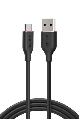 Anker USB-C ＆ USB-A ケーブル (Flow) 絡まないケーブル 15W 結束バンド付き USB-C機器対応 シリコン素材採用 Galaxy iPhone 17 / 16 / 15 各種対応 1.8m ミッドナイトブラック 画像1