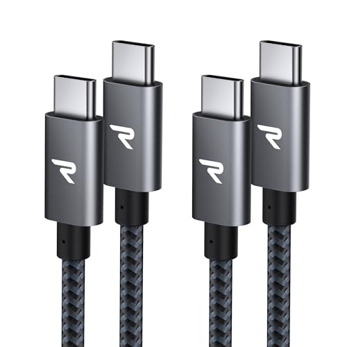 【2本セット】RAMPOW USB C ケーブル【2m+2m/グレー PD対応 60W急速充電】データ転送 断線防止 高耐久ナイロン iPhone17/Air/16/16e/15 充電 MacbookPro/iPad Pro&Air/Galaxy/SonyなどType C機種対応 画像1