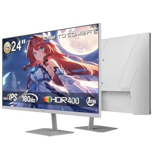 KTC 23.8 インチ ゲーミングモニター (190Hz OC可能/180Hz/FHD/1ms/Fast IPS/HDR400/FreeSync&G-Sync対応) フレームレス設計 目に優しい低ブルーライト チルト調整 HDMI×2+DP×1搭載 sRGB133% 400nit （ホワイト）H24F8 画像1