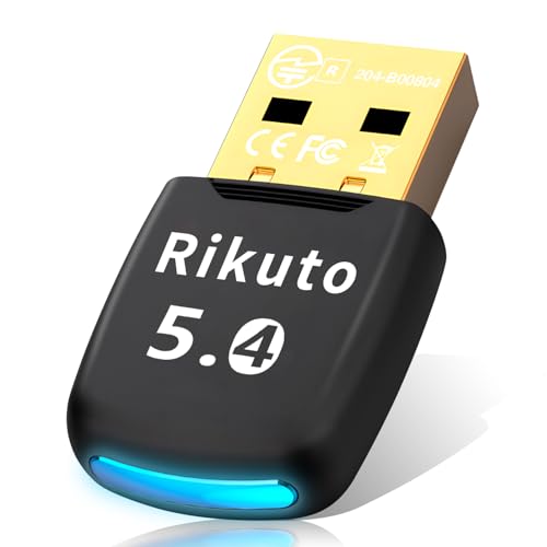 【業界トップクラスBluetooth5.4技術&ドライバー不要】Rikuto Bluetooth アダプタ 5.4 Bluetooth USB Rikuto bluetooth レシーバー ブルートゥース アダプタ 超低遅延 小型 簡単な操作 最大通信距離20-30m EDR/LE対応(省電力) aptX対応 Win7/8.1/10/11対応 Mac非対応 、挿し込で即利用 画像1