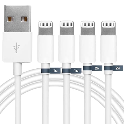 【2025正規MFi認証品】i-Phone 充電ケーブル ライトニングケーブル 純正品質【1M/2M 各２本】充電器 ケーブル 2.4A急速充電 USB 充電コード 高速データ転送 断線防止 高耐久 i-Phone 14/14 Pro/13/13 Pro/12/11/X/8/8plus/7/6/iPad 各種対応 画像1