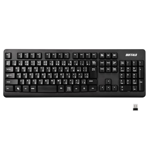 バッファロー BUFFALO ワイヤレス 無線 フルキーボード 高耐久 電池長持ち リモート テレワーク 疲れにくいデザイン 簡単接続 安心サポート BSKBW125BK 1枚目 画像