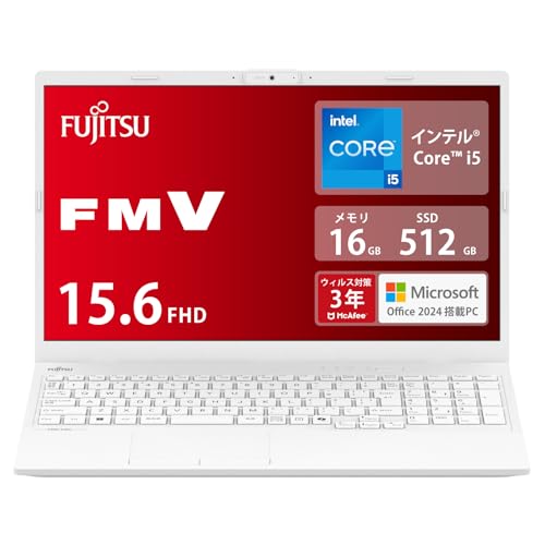 富士通 ノートパソコン FMV WA1/J2 (MS Office 2024/Win 11/15.6型/Core i5/16GB/SSD 512GB) AHシリーズ FMVWJ2A15W_AZ 画像1