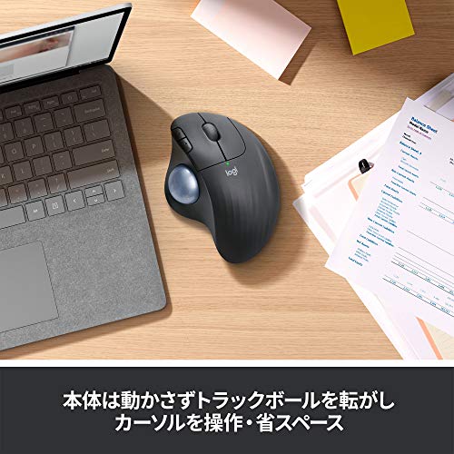 【Amazon.co.jp限定】ロジクール ワイヤレスマウス トラックボール 無線 M575S Bluetooth Unifying 5ボタン windows mac iPad 電池寿命最大24ケ月 M575 ブラック 国内正規品 中間 画像