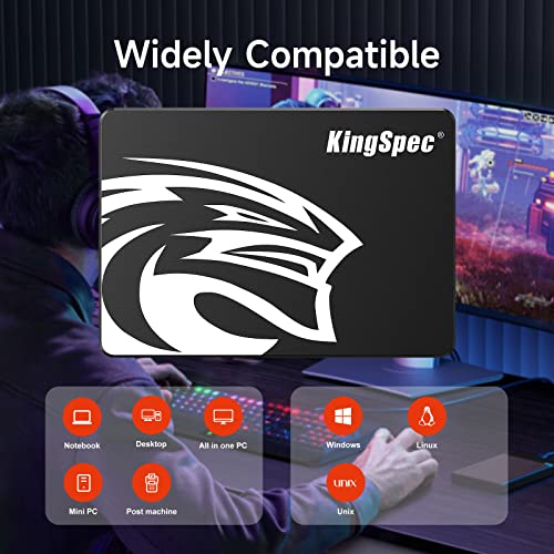 KingSpec SSD SATAIII 6Gb/s 2.5インチ内蔵SSD 最大読込：570MB/s (R：570MB/s、W：540MB/s) 3D NAND SATA SSD メーカー保証3年 (128 gb) 中間 画像
