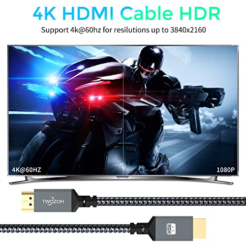 HDMI ケーブル 5M, Twozoh HDMI 2.0 4K/60Hz 2160p 1080p 3D HDCP 2.2 ARC 規格, 編組ナイロン, Nintendo Switch、PS5、PS3、PS4、PC、プロジェクター、HDTV, Xboxなど適用, 高速イーサネット対応 中間 画像