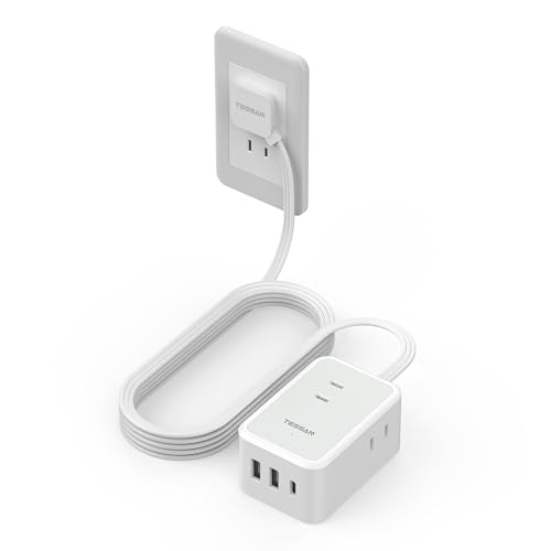 延長コード 2m 薄型 電源タップ usb コンセントタップ たこあしコンセント テーブルタップ TESSAN 3個AC 1個タイプC 2個タイプA 電源コード type-c タコ足配線 隙間 1枚目 画像
