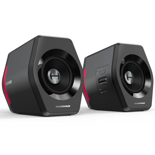 Edifier 「エディファイア」 G2000 RGB 2.0ch PC ゲーミングスピーカー アンプ内蔵 アクティブスピーカー 小型 32W 音質高 ｜ PS5 Pro/PS5/PS4/Switch 2/Switch等ゲーム機対応 ｜ Bluetooth/USB/AUX 有線・無線両対応 ｜ ゲーム/映画/音楽モード 【Subout 端子搭載】 専用アプリ 2台セット ブラック 画像1