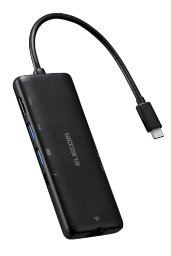 エレコム USB-C ハブ ドッキングステーション 7in1 PD対応 100W LANポート HDMI 4K60Hz 高速データ転送 5Gbps SD/microSD ブラック DST-W02 画像1