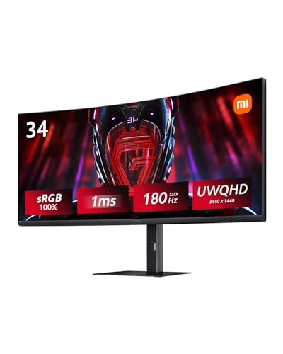 Xiaomi 曲面 ゲーミングモニター G34WQi 34インチ UWQHD超ワイドスクリーン180Hz MPRT1ms 3440x1440 1500Rの湾曲率 VA非光沢 sRGB100% FreeSync Premiumティアリング防止 テクノロジー認証 RGB周囲光 画像1