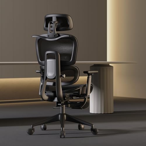 SYALEN オフィスチェア メッシュ 椅子 チェア キャスター ロッキング リクライニング ハイバック ランバーサポート 人間工学 ブラック 黒 SLCH-09MBK (Black強化メッシュ網目) 最後 画像