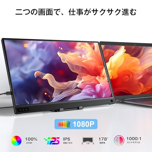 MAGICRAVEN モバイルモニター 15.6インチ モバイルディスプレイ 1920*1080 100%広色域 ポータブルモニター IPS液晶パネル ブルーカット ペンホールスタンド 自立スタンド VESA USBType-C ミニHDMI Switch/PS3/PS4/PS5/Xbox/PC/スマホ/Macなど対応 最後 画像