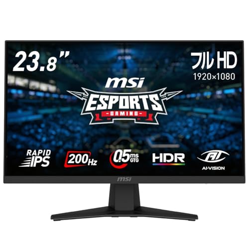 【Amazon.co.jp限定】 MSI ゲーミングモニター MAG 244F 23.8インチ/フルHD/RAPID IPSパネル/200Hz/0.5ms(GTG)/Adaptive-Sync/HDR/HDMI 2.0b/DP1.2a/VESA100/メーカー3年保証 画像1