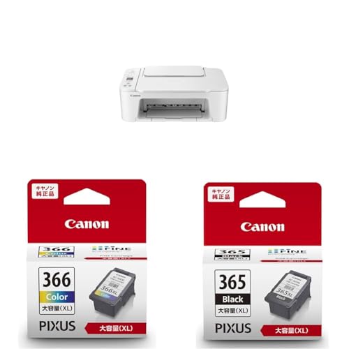 キヤノン Canon プリンター A4 インクジェット複合機 TS3730 ホワイト Wi-Fi対応 テレワーク + 純正インクセット (BCI-366/365シリーズ) 1枚目 画像