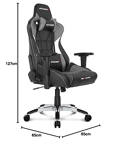 AKRacing ゲーミングチェア デスクチェア 勉強椅子 学習椅子 グレー 灰 Pro-X V2 高耐久PUレザー 180度リクライニング 在宅 リモート 5年保証 中間 画像