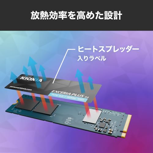 キオクシア KIOXIA 内蔵 SSD 2TB NVMe M.2 Type 2280 PCIe Gen 5.0×4(最大読込: 10,000MB/s) 国産BiCS FLASH TLC搭載 国内正規代理店5年保証 EXCERIA PLUS G4 SSD-CK2.0N5PLG4N【国内正規代理店保証品】 中間 画像