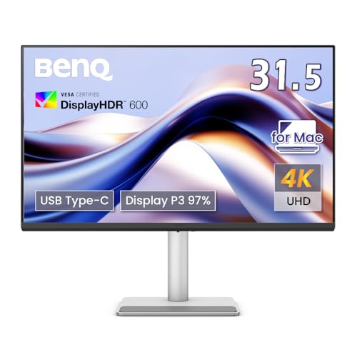 ベンキュージャパン BenQ Mac向けモニター MA320U (31.5インチ/4K UHD/ナノマットコートIPSパネル/Display P3 97%/sRGB 99%/VESA DisplayHDR 600/USB Type-C(90W給電)/HDMI×2/スピーカー内蔵(treVolo 3W×2)/高さ調整・回転/ブルーライト軽減/フリッカーフリー/Macbookに最適/シルバー筐体) 画像1