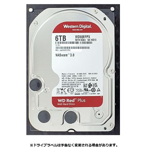 【Amazon.co.jp 限定】Western Digital ウエスタンデジタル WD Red Plus 内蔵 HDD 6TB CMR 3.5インチ SATA 5400rpm キャッシュ64MB NAS メーカー保証3年 WD60EFAX-AJP エコパッケージ 【国内正規取扱代理店】 最後 画像