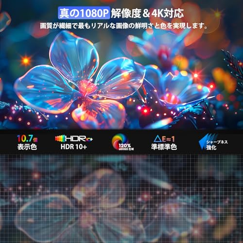 【最新Android TV搭載＆270°回転】OWNKNEW プロジェクター 27000LM 天井投影 1080P WIFI6 自動台形補正 4K対応 Bluetooth5.4 小型 ホームプロジェクター 家庭用 スタンド一体型 内蔵HiFiスピーカー 短距離投影 50%ズーム IOS/Android/パソコン/DVD/PS4/SWITCH等対応 軽量 日本語取扱書 操作簡単 2年保証 中間 画像