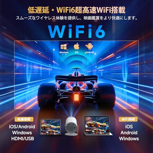 YOWHICK プロジェクター 家庭用【Android TV搭載・APP利用可能・270°回転】プロジェクター 小型 22000LM 1080P Wi-Fi6 4K対応 天井投影 自動台形補正 Bluetooth5.4 HiFiスピーカー内蔵 ホーム 50%ズーム機能 スマホ/ノートパソコン/DVD/Switch/などに対応 操作簡単 日本語取扱説明書 中間 画像