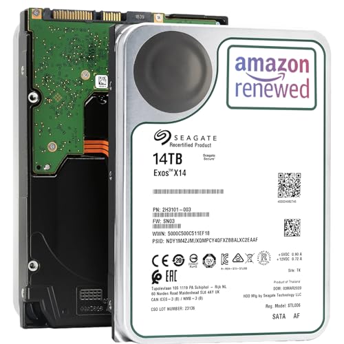 【整備済み品】ST Exos X14 14TB HDD 3.5インチ 7200RPM SATA 6Gb/s 256MB キャッシュ 監視システム対応 エンタープライズハードディスク 高耐久性 データセンター向け 2年保証(ST14000NM0018) 画像1
