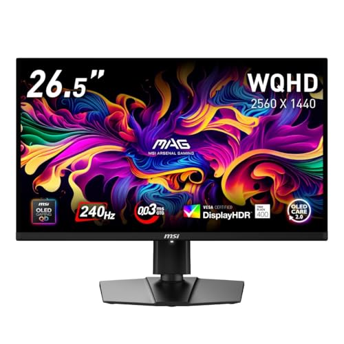 【Amazon.co.jp限定】MSI QD-有機EL ゲーミングモニター MAG 271QP QD-OLED X24 26.5インチ/WQHD/QD-OLEDパネル/240Hz/0.03ms（GTG）/ハードウェアブルーライトカット/DisplayHDR True Black 400/AIビジョン/HDMI2.1/DP 1.4a/縦横回転・高さ調整/ピボット/メーカー3年保証 画像1