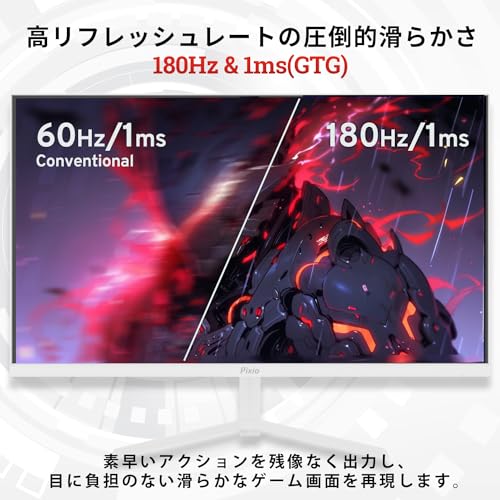 Pixio PX248 Prime Plus White ホワイト ゲーミングモニター 白 ホワイト 23.8インチ 24インチ 180Hz FHD ピクシオ 2年保証 初心者 最後 画像