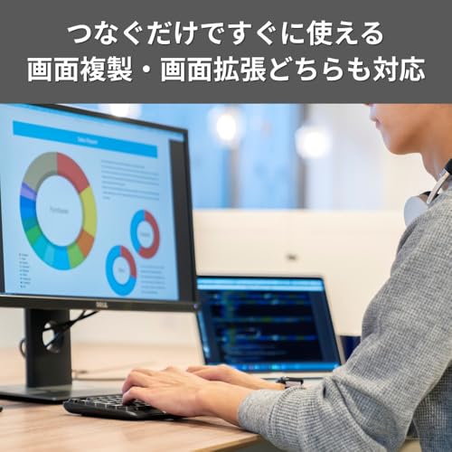 バッファロー USB Type-C HDMI 変換 ケーブル 1m 4K(60Hz)対応 マルチディスプレイ ミラーリング BSCHD10BK/N 中間 画像