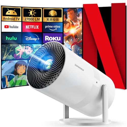 【最新Android TV搭載＆270°回転】OWNKNEW プロジェクター 27000LM 天井投影 1080P WIFI6 自動台形補正 4K対応 Bluetooth5.4 小型 ホームプロジェクター 家庭用 スタンド一体型 内蔵HiFiスピーカー 短距離投影 50%ズーム IOS/Android/パソコン/DVD/PS4/SWITCH等対応 軽量 日本語取扱書 操作簡単 2年保証 画像1