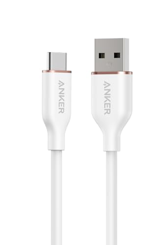 Anker USB-C & USB-A ケーブル (Flow) 絡まないケーブル 15W 結束バンド付き USB-C機器対応 シリコン素材採用 Galaxy iPhone 17 / 16 / 15 各種対応 0.9m クラウドホワイト 1枚目 画像