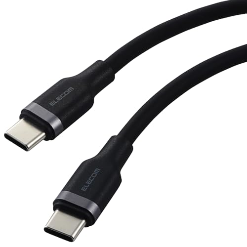 エレコム USB Type C ケーブル 1m 100W PD対応 高速充電 シリコン素材 なめらか やわらか 【 MacBook/iPad/Galaxy/Android スマホ タブレット 等対応 】 ブラック 【iPhone 16 シリーズ 対応検証済】 MPA-CCECSS10BK 画像1