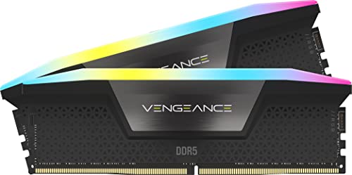 CORSAIR DDR5-6000MHz デスクトップPC用メモリ VENGEANCE RGB DDR5シリーズ (PC5-48000) Intel XMPメモリキット 32GB ブラック [16GB×2枚] CMH32GX5M2E6000C36 画像1