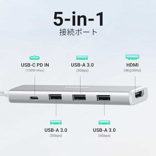 UGREEN Revodok 105 USB Cハブ 5-IN-1 HDMI 出力 (白) 最後 画像