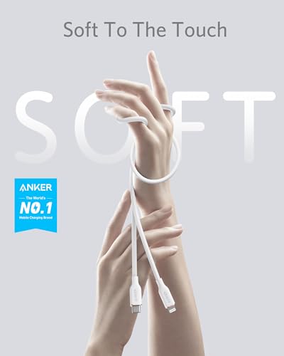 Anker PowerLine lll Flow USB-C & ライトニング ケーブル MFi認証 Anker絡まないケーブル USB PD対応 シリコン素材採用 iPhone 14 / 14 Plus / 14 Pro / 14 Pro Max / 13 各種対応 (1.8m クラウドホワイト) 最後 画像