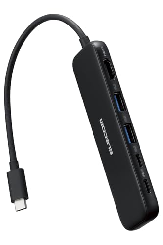 エレコム USB-C ハブ ドッキングステーション 5in1 100W PD対応 HDMI 4K30Hz 高速データ転送 5Gbps ブラック DST-W01 1枚目 画像