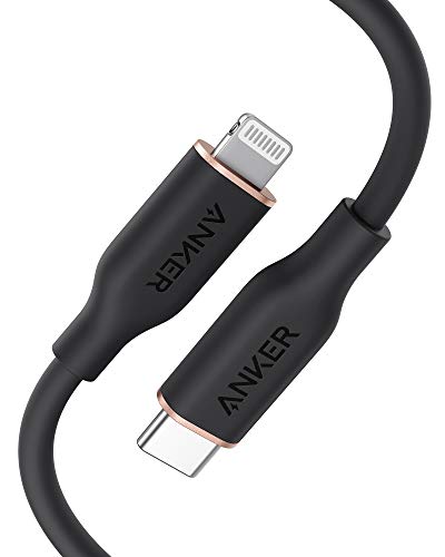 Anker PowerLine lll Flow USB-C & ライトニング ケーブル MFi認証 Anker絡まないケーブル USB PD対応 シリコン素材採用iPhone 14 / 14 Plus / 14 Pro / 14 Pro Max / 13 各種対応 (0.9m ミッドナイトブラック) 1枚目 画像
