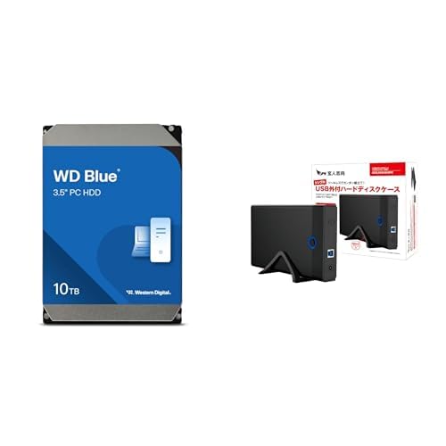 【Amazon.co.jp限定】Western Digital ウエスタンデジタル WD Blue 内蔵 HDD ハードディスク 10TB WD100EAGZ-AJP エコパッケージ【国内正規取扱代理店】+ 玄人志向 3.5型 HDDケース USB3.2 Gen 1 (5Gbps) 接続 GW3.5AM-SU3PE 1枚目 画像