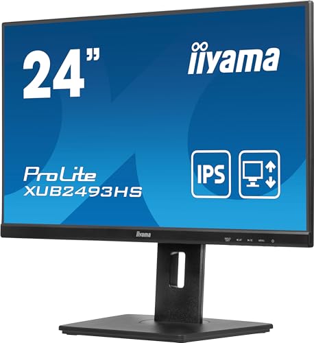 iiyama モニター ディスプレイ ProLite XUB2493HS-B6 23.8インチ フルHD IPS 高さ調整 角度調整 縦回転 HDMI DisplayPort 全ケーブル付 国内サポート 5年メーカー保証 最後 画像