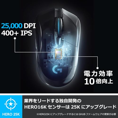 Logicool G ワイヤレス ゲーミングマウス G703h LIGHTSPEED HERO 25Kセンサー エルゴノミクス LIGHTSYNC RGB POWERPLAY 無線 充電 対応 ゲーミング マウス 充電式 無線 PC windows mac ブラック G703 国内正規品 【 ファイナルファンタジー XIV 推奨モデル 】 最後 画像